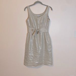 Banana Republic Linen Tan Summer Dress with a waist tie and pockets Size 2